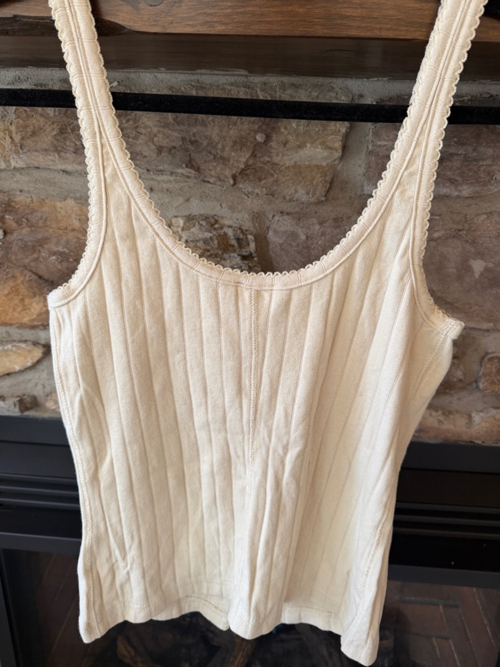 NWT Free People Cream Ribbed Button-Front Tank Top | Size XL - Picture 4 of 4